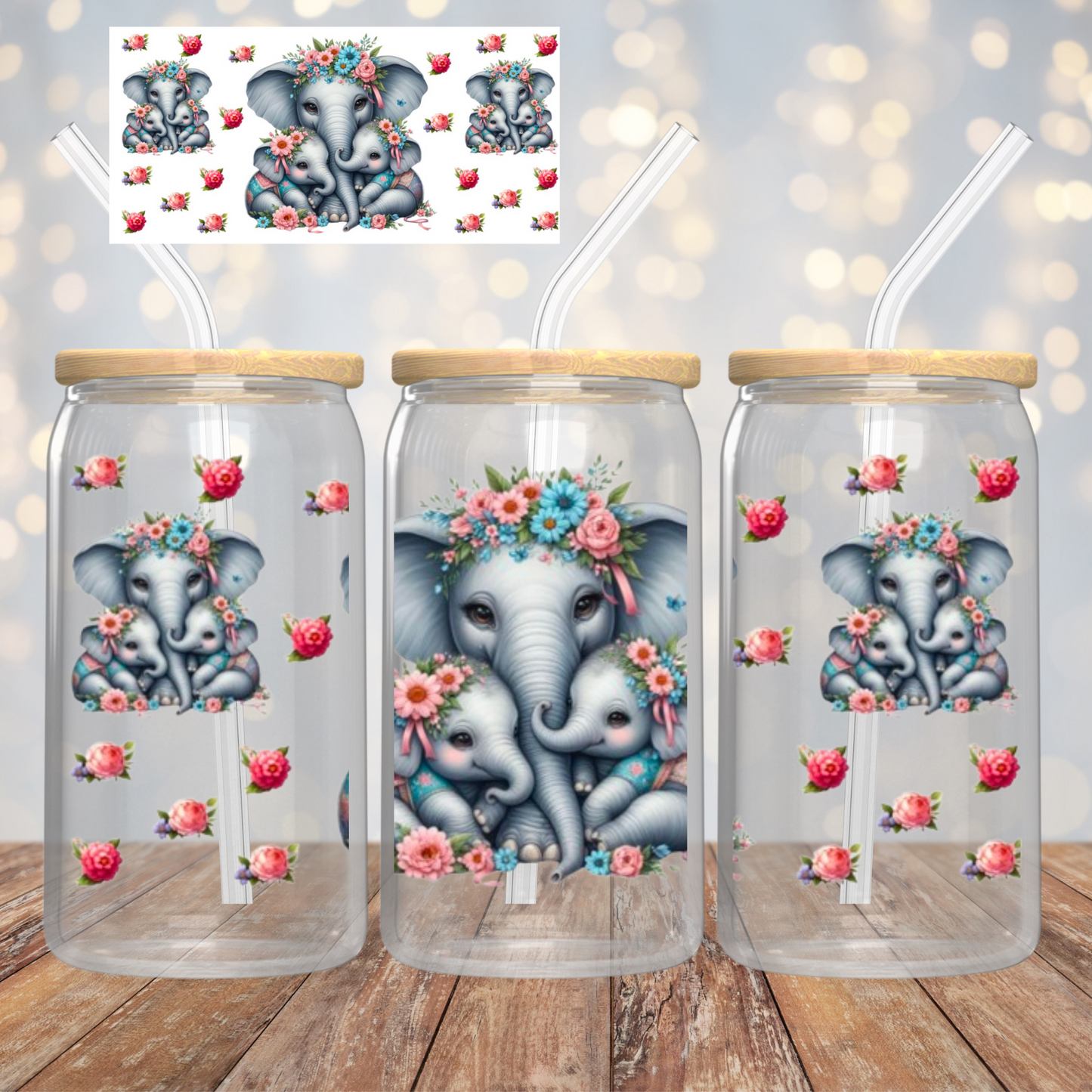 "Elephant Mama & Babies"