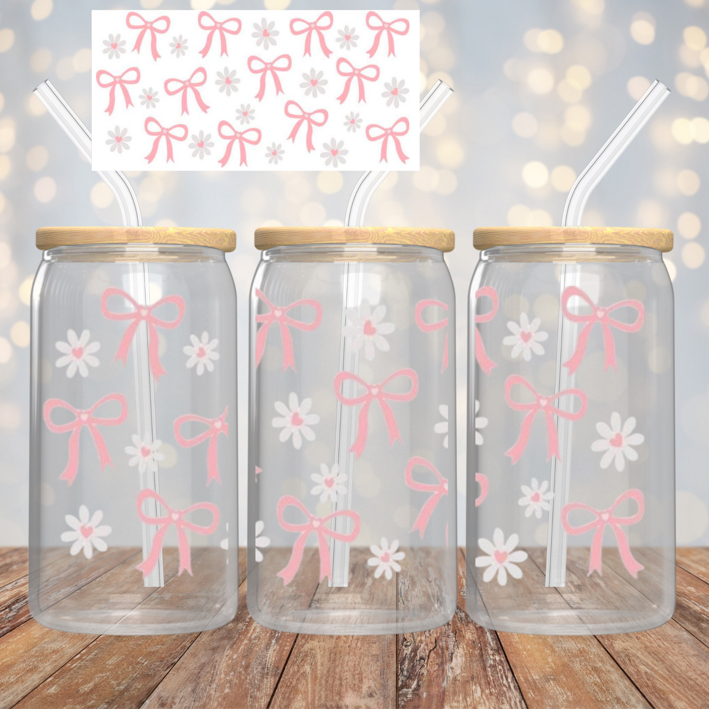 "Pink Bows and White Flowers"