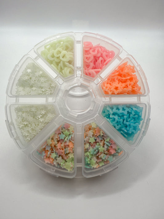 Glow in the Dark Pallet (Clay Slices & Shaped Glitter)